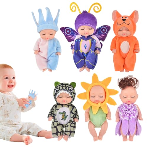Simulationspuppe, wiedergeborene Puppen - Echt aussehende Puppen 6 Stück, 5,1-Zoll-Rebornpuppen, realistische Puppen, kleine Puppen für Mädchen, Kinder ab 3 Jahren Simulationspuppe, wiedergeborene Puppen - Echt aussehende Puppen 6 Stück, 5,1-Zoll-Rebornpuppen, realistische Puppen, kleine Puppen für Mädchen, Kinder ab 3 Jahren von Generisch