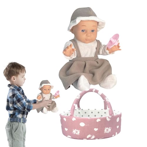 Simulierte wiedergeborene Puppe, wiedergeborene Kleinkindpuppe,Simulierte weiche Reborn-Puppen mit Korb | Sichere und geruchlose gefälschte wiedergeborene Puppe für Kindertag, Feiertag, Weihnachten Simulierte wiedergeborene Puppe, wiedergeborene Kleinkindpuppe,Simulierte weiche Reborn-Puppen mit Korb | Sichere und geruchlose gefälschte wiedergeborene Puppe für Kindertag, Feiertag, Weihnachten von Generisch
