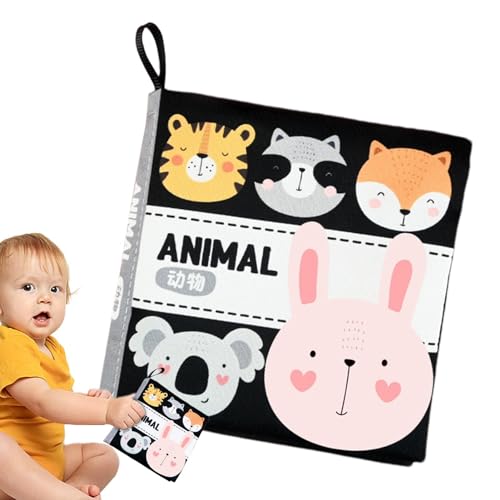 Sinnesbücher,Badebücher für Kinder | Weißes und schwarzes Badebuch | Wasserdichtes Kinderbuch-Badespielzeug, weiche interaktive Bücher aus zerknittertem Stoff, frühes Lernspielzeug für Jungen und Mädc von Generisch