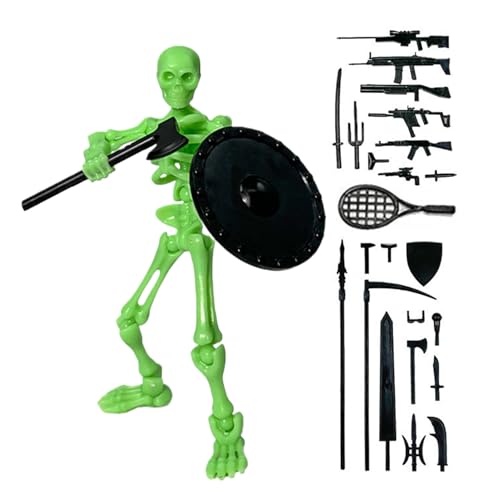 Skeleton Action Toy, Small Bone Figure, Movable Joints Model, Realistic Poseable Design, Interchangeable Accessories, Perfect for Christmas Collection Shelves Desks Party Game Role-Playing von Generisch