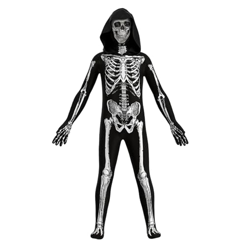 Skelett Kostüm Kinder, Skelett Kostüm Kinder Unisex Kinderkostüme Karneval Jumpsuit Skelettkostüm Für Fasching Cosplay Mottoparty Faschingskostüme Skeleton Halloween Kostüme, Schwarz, 100 Skelett Kostüm Kinder, Skelett Kostüm Kinder Unisex Kinderkostüme Karneval Jumpsuit Skelettkostüm Für Fasching Cosplay Mottoparty Faschingskostüme Skeleton Halloween Kostüme, Schwarz, 100 von Generisch