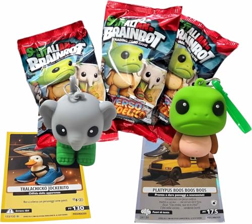 Skifidol 3 Beutel holografische Karten + 3D-Figuren zum Sammeln | italienische Serie Brainrot Universum Psychedelic | 3 zufällig ausgewählte Booster | zufällige Charaktere von Generisch