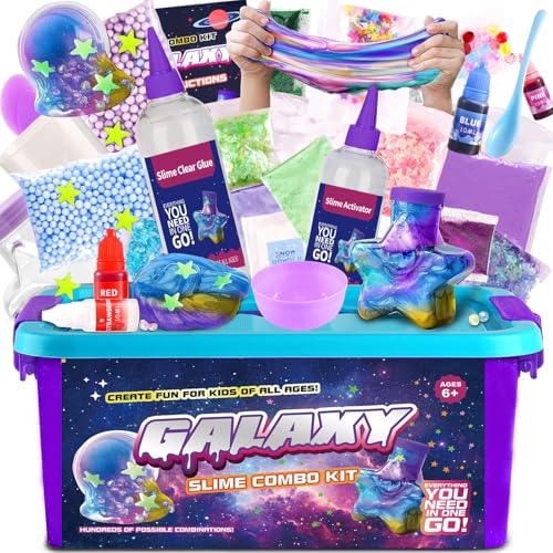 Slime Set, DIY-Eiscreme-Schleim-Set, Fluffy & Weicher Schleim, Geburtstagsgeschenk für 8-10-jährige Mädchen, 350 ml (Galaxy Slime Combo KIT DIY) von Generisch