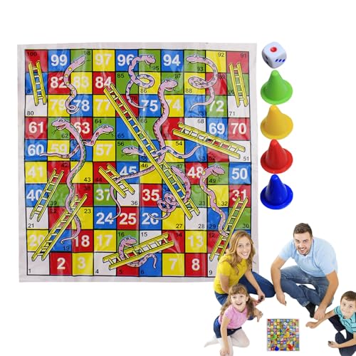 Snakes and Ladders Game - Mini Folding Brettspiel Set für Familienfeiern, Reisen, tragbares Schachspielzeug mit kompaktem Design, unterhaltsame Unterhaltung für Kinder und Erwachsene, klassische Tisch von Generisch
