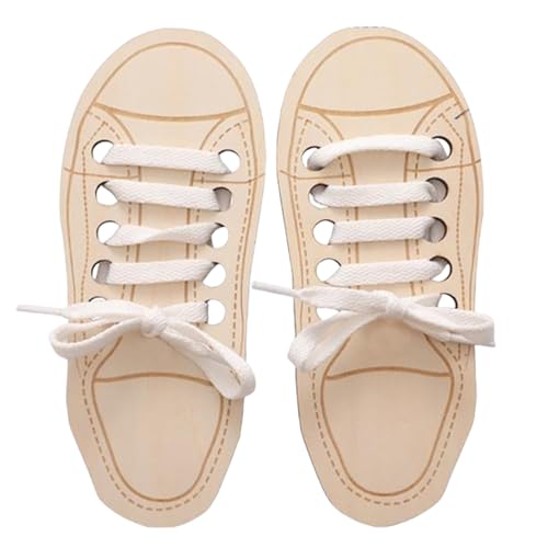 Sneaker Aus Holz Zum Schnüren | Entwicklungsförderndes Spielzeug | Schnürung | Problemlösung | 3+ | Geschenk Oder Mädchen, Schnürschuhe Lernwerkzeug Motorik Spielzeug von Generisch