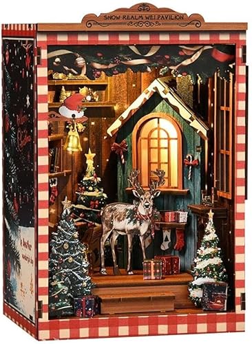 Snow Realm Wei Pavilion Book Nook Kit, Miniatur 3D Holzpuzzle Modellbausatz mit LED-Licht, DIY Buchstütze Handwerk Dekoration für Erwachsene Teens Snow Realm Wei Pavilion Book Nook Kit, Miniatur 3D Holzpuzzle Modellbausatz mit LED-Licht, DIY Buchstütze Handwerk Dekoration für Erwachsene Teens von Generisch
