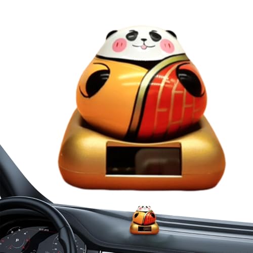 Solar-Dashboard-Puppe, solarbetriebener tanzender Panda, 7 x 7 x 7 x 7 cm, integriertes Solarpanel, niedliche Auto-Innendekoration für Auto, Schreibtisch, Schlafzimmer und Büro von Generisch