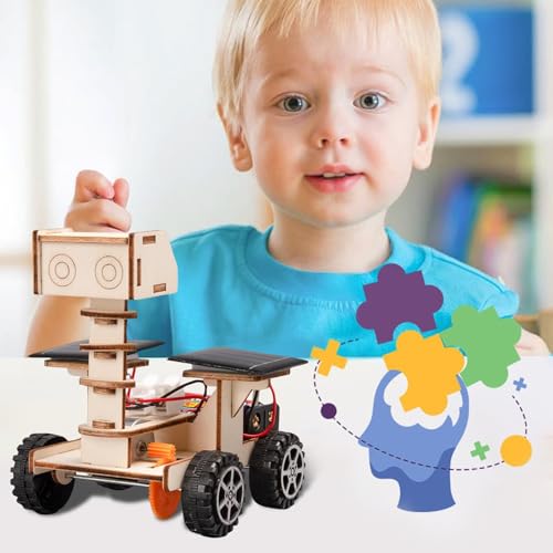 Solar-Holzflugzeug Bausatz, Solarenergie Hölzerne Sammlung 3D Puzzle Modell Kit, Baukasten Holzhandwerk Kinder Puzzle Pädagogisches Spielzeug DIY-Geschenke (B) von Generisch