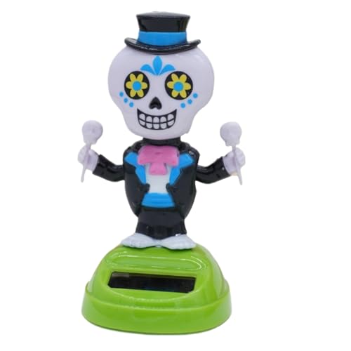 Solar Wackelfiguren Für Fensterbank,Halloween Solar Wackelskelett Mit Beweglichem Kopf - Gruselige Wackelpuppen Schüttelfigur Für Schreibtisch, Autoinnenraum, Wohnkultur, Partys & Halloween-Dekoration von Generisch