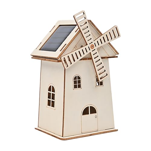 Solar Windmühle Haus - Solar Modellbau Handwerk Kit | Handgemachte Materialien Wissenschaft Experimentelle Ausrüstung, Kreative Holzdekor Ornament für Schulschrank Ausstellungen Wohnzimmer von Generisch