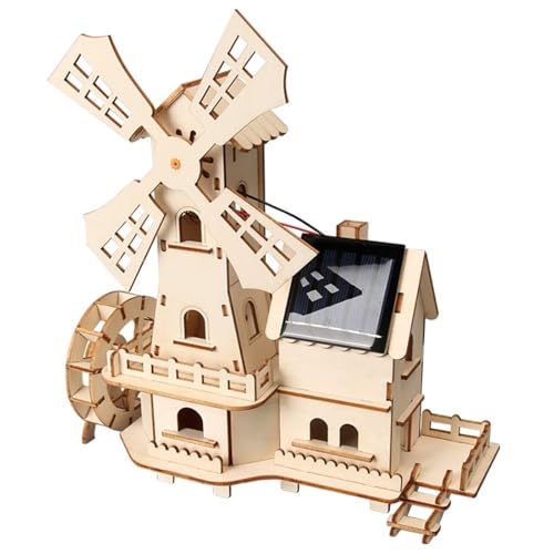 Solarbetriebenes 3D Holzpuzzle - DIY Windmühlenhaus Bausatz,Wissenschaftliches Lernspiel für Kinder 8-15 & Erwachsene,Kreatives Modellbauprojekt,Klare Anleitung auf Deutsch. von Generisch
