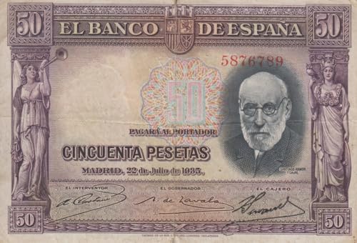 Spanien Pick-Nr: 88 gebraucht (III) 1935 50 Pesetas (Banknoten für Sammler) von Generisch