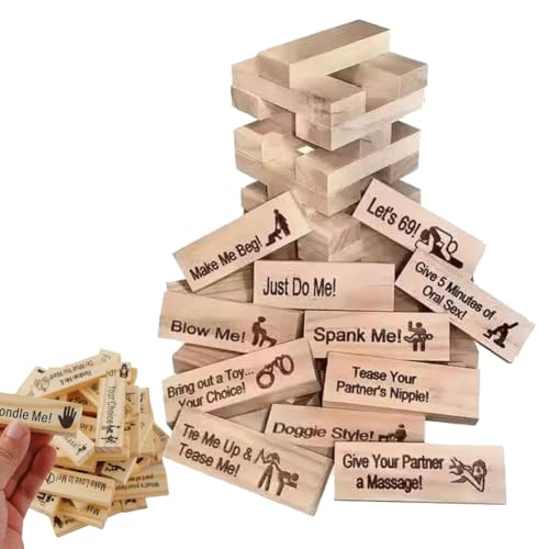 Spiel für Erwachsene, 48 Stück, super freches Blockturm-Spiel, Valentins-Trommelturm-Stapelblöcke, Paarspiele für Erwachsene, Passionsblöcke, hölzerne Date-Nacht-Party-Spiel 1 von Generisch