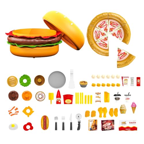 Spielen Sie Food Toys - Fastfood Playset Kids | Tragbares Spielen Kitchenzubehör Spielzeug, farbenfrohe Hamburger Schneidspielzeug | Abnehmbare Kinder Reiseaktivitäten, Feinmotorik -Lernspiel für Jung Spielen Sie Food Toys - Fastfood Playset Kids | Tragbares Spielen Kitchenzubehör Spielzeug, farbenfrohe Hamburger Schneidspielzeug | Abnehmbare Kinder Reiseaktivitäten, Feinmotorik -Lernspiel für Jung von Generisch