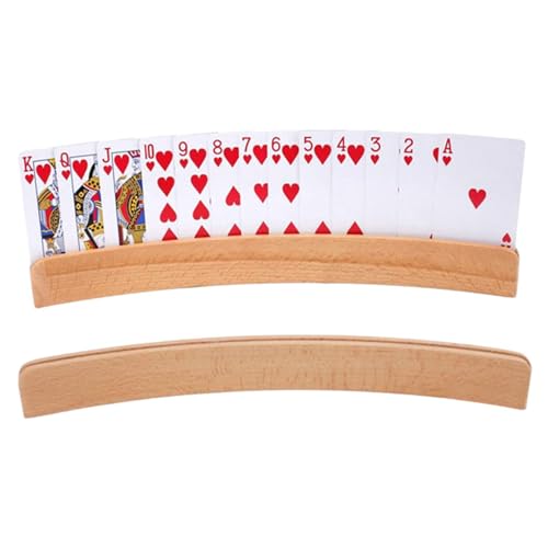 Spielkartenhalter, 2 Stück, aus Holz, freihändiges Kartenhalter für Canasta, Pokerpartys, Brücke, Canasta, gebogener Holzkarten-Organizer, Spielhalter für Kinder, Erwachsene, Senioren, von Generisch