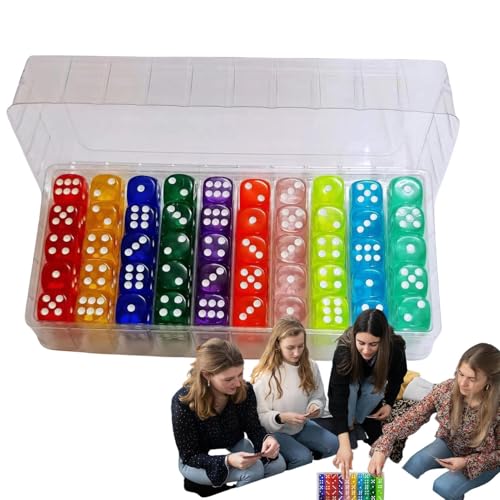 Spielwürfel-, Kristall-Acrylwürfel,100 Stück mehrfarbige Acrylwürfel im Verbessertes Bil- Sorgfältig abgerundetes Spielwürfel-Groß für Brettspiele, Stapelspiele, Barspiele und Geburtstagsfeiersp von Generisch