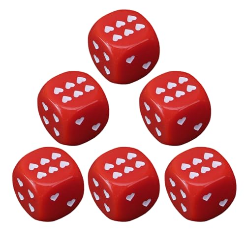 Spielwürfel | Acryl Würfel Für Brettspiele Mit Herz-Muster - 6 Stücke Mit Abgerundeten Kanten Für Matheunterricht Sammeln Tischspiele Spielwürfel | Acryl Würfel Für Brettspiele Mit Herz-Muster - 6 Stücke Mit Abgerundeten Kanten Für Matheunterricht Sammeln Tischspiele von Generisch