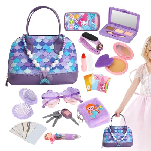Spielzeug Handtasche Für Kleine Mädchen 21.5*11.5*16 cm | Schminke Kinder Mädchen | Kleines Prinzessinnen-Geldbörsen-Set | Sensorisches Spielset, Interaktives Spiel Für Im Alter Von 3–6 Jahren von Generisch
