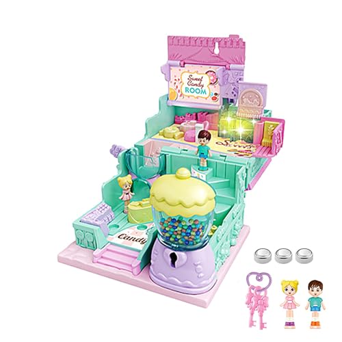 Spielzeug-Schloss-Puppenhaus - Kindersimulations-Prinzessinnenschloss, Tragbares Min-i-Klapppuppenhausspielzeug Mit Puppe Und Schlüssel, Elektronisches Bausteinspielzeug - Candy House Spielzeug-Schloss-Puppenhaus - Kindersimulations-Prinzessinnenschloss, Tragbares Min-i-Klapppuppenhausspielzeug Mit Puppe Und Schlüssel, Elektronisches Bausteinspielzeug - Candy House von Generisch