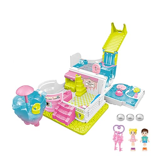 Spielzeug-Schloss-Puppenhaus - Kindersimulations-Prinzessinnenschloss, Tragbares Min-i-Klapppuppenhausspielzeug Mit Puppe Und Schlüssel, Elektronisches Bausteinspielzeug - Eced Coffee Spielzeug-Schloss-Puppenhaus - Kindersimulations-Prinzessinnenschloss, Tragbares Min-i-Klapppuppenhausspielzeug Mit Puppe Und Schlüssel, Elektronisches Bausteinspielzeug - Eced Coffee von Generisch