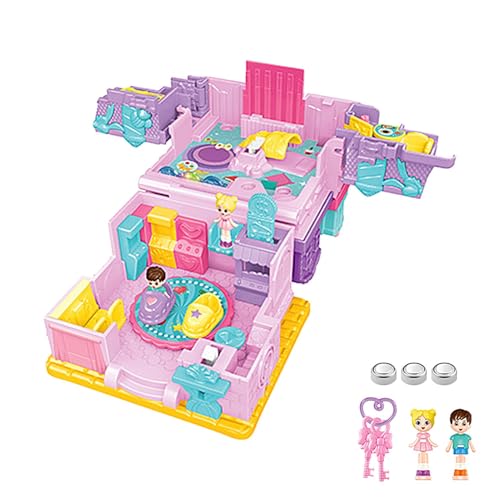 Spielzeug-Schloss-Puppenhaus - Kindersimulations-Prinzessinnenschloss, Tragbares Min-i-Klapppuppenhausspielzeug Mit Puppe Und Schlüssel, Elektronisches Bausteinspielzeug - Playhouse Spielzeug-Schloss-Puppenhaus - Kindersimulations-Prinzessinnenschloss, Tragbares Min-i-Klapppuppenhausspielzeug Mit Puppe Und Schlüssel, Elektronisches Bausteinspielzeug - Playhouse von Generisch