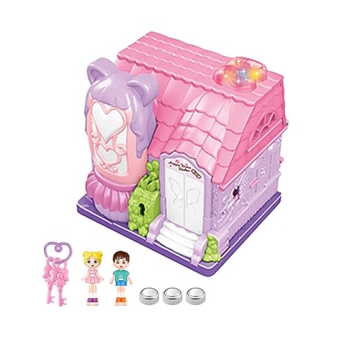 Spielzeug-Schloss-Puppenhaus - Kindersimulations-Prinzessinnenschloss, Tragbares Min-i-Klapppuppenhausspielzeug Mit Puppe Und Schlüssel, Elektronisches Bausteinspielzeug - Tanzhaus Spielzeug-Schloss-Puppenhaus - Kindersimulations-Prinzessinnenschloss, Tragbares Min-i-Klapppuppenhausspielzeug Mit Puppe Und Schlüssel, Elektronisches Bausteinspielzeug - Tanzhaus von Generisch