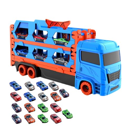 Spielzeug-Transport-LKW für Kinder, Transport-Autotransporter-Spielzeug | Klappbares Autotransporter-Spielzeug | Auto-LKW-Spielzeug mit 18 kleinen Fahrzeugen für, Mädchen, Kleinkinder und Kinder Spielzeug-Transport-LKW für Kinder, Transport-Autotransporter-Spielzeug | Klappbares Autotransporter-Spielzeug | Auto-LKW-Spielzeug mit 18 kleinen Fahrzeugen für, Mädchen, Kleinkinder und Kinder von Generisch