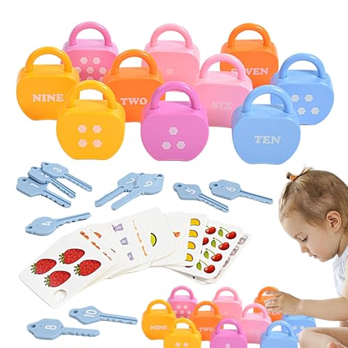 Spielzeug mit Schloss und Schlüssel,Lernspielzeug mit Schloss und Schlüssel für Kinder, Spielzeug zum Zuordnen und Zählen von Zahlen, Vorschulschlösser- und Schlüssel-Lernspiel für das Lernen und die Spielzeug mit Schloss und Schlüssel,Lernspielzeug mit Schloss und Schlüssel für Kinder, Spielzeug zum Zuordnen und Zählen von Zahlen, Vorschulschlösser- und Schlüssel-Lernspiel für das Lernen und die von Generisch