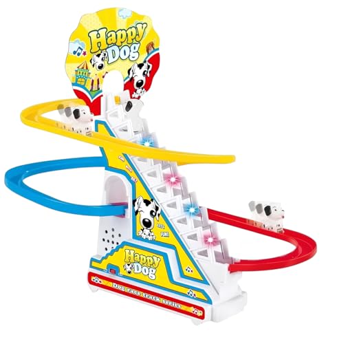 Spielzeugbahn zum Treppensteigen mit Lichtern und Geräuschen Musik fröhliche Laufstrecke Ente Piste Kinder Hunde Pinguine Russische Berge Klettern Klettern Züge Slide Race LED (B) von Generisch