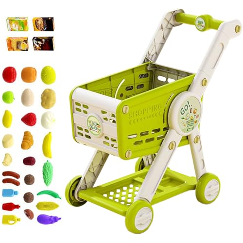 Spielzeugeinkaufswagen - Kids Trolley Play Set für Rollenspiele, Lernen mit vorgetäuschtem Accessoires, Babypuppenhaus -Lebensmittelwagen für Kleinkind -Mädchenschule oder Heimgebrauch, 44,8x28x54cm von Generisch