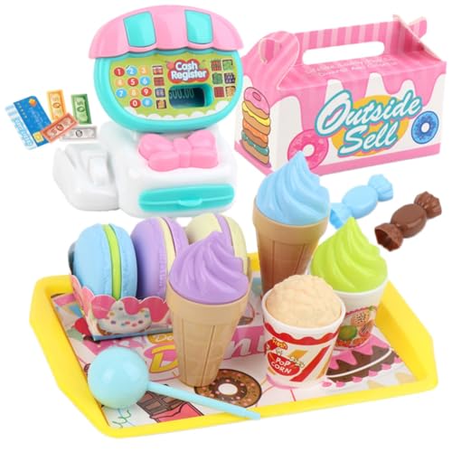 Spielzeugkassenset, Kinderkassenspielzeug, 20 Stück, Pretend Gemüse Zubehör mit Einkaufskorb, MäDchen für 3+ Jahren, pädagogisches Spielzeug für K leinkinder (B, One Size) von Generisch