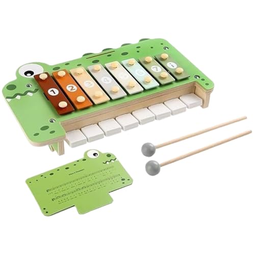 Spielzeugklavier, Baby Beat Musiksender mit Zwei Hämmern und Notenbrett, Interaktives Lernspiel zur Förderung der Familienharmonie für Unterwegs, K rokodil-Klopf-Klaviertisch (Green, One Size) von Generisch