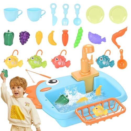 Spielzeugsenke mit fließendem Wasser, Geschirrspüler Spielzeug mit fließendem Wasser - Spielzeugspülen -Tabellengeschirr Zubehör mit fließendem Wasser | Multifunktional automatisch vorgetäuscht Küchen von Generisch