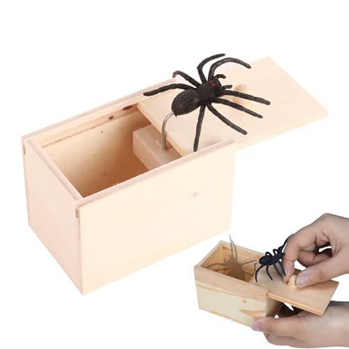 Spinne in einer Box | Realistisches weiches Gummi-Spinnen-Streich Spielzeug – lustiges -Scarebox, Spielzeug, Streichsachen für Kinder und Erwachsene, Halloween-Partys, Aprilscherz von Generisch