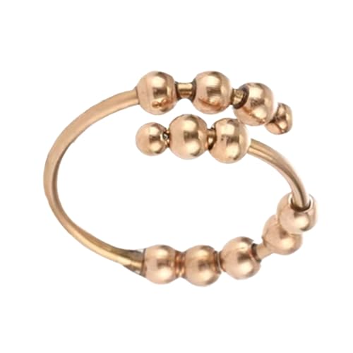 Spinner-Ring für Damen, Verstellbarer Zappelring - Fidget Relaxing Jewelry Damen Spinnerring,Einfacher Modeschmuck mit Perlen und Flexibler Passform, bequem für Verabredungen und Zusammenkünfte von Generisch