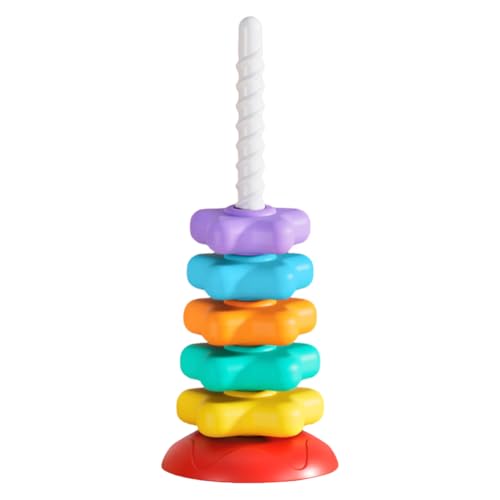 Spinnradspielzeug - Regenbogen -Tower -Stapler | Sternstapel -Turm | Ring Ring Early Learning | Spin -Stack -Spielzeug | Spinner Staplerspielzeug für über 6 Monate alte Kinder | Ringe Bausteine von Generisch