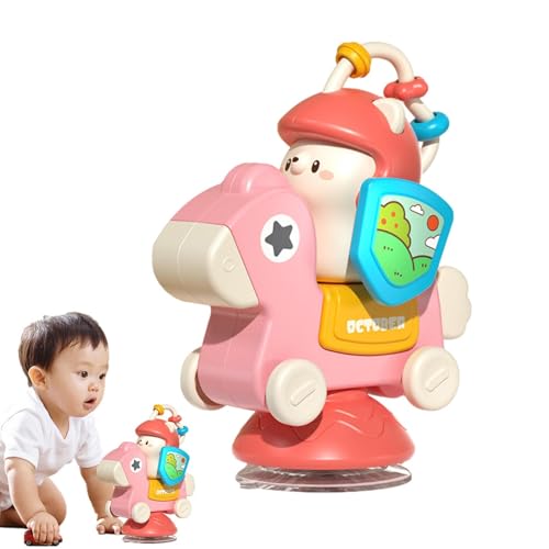Spinrad mit Saugbasis, klebriger Spinner -Hochstuhl -Aktivitätsspielzeug,Saugnapfbecher -Cartoon -Entwicklungsschale Spielzeug für Hochstuhl - Interaktiver Bildung Baby Zahne des Tischspinners für frü von Generisch