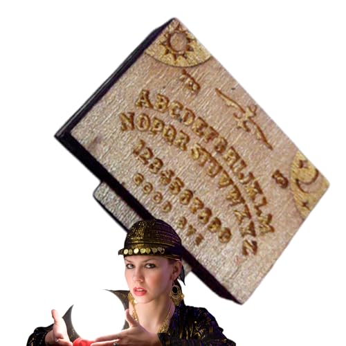 Spirit Board Spiel, Miniatur Ouija Brett Aus Holz Mit Planchette, Wahrsagewerkzeug mit Schublade für Wohnzimmer Festliche Feier Halloween Zuhause Familienfeier von Generisch