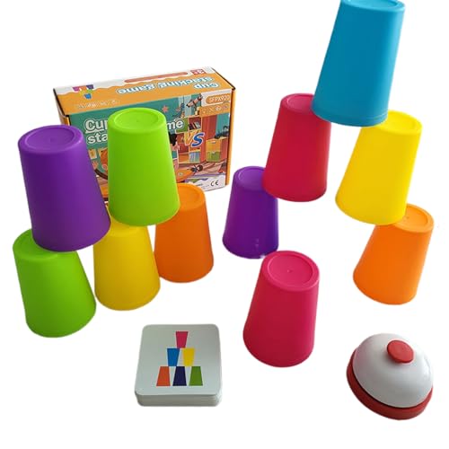 Sport Stapelbecher Spiel | Speed Stacking Becher | Speed Stapelspiel Tassen Stacks Brettspiele mit Klingel & Karten | Aktivität Stacking Cups Reaktionstraining Partyspiele für Kinder Erwachsene von Generisch