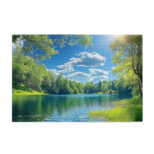 Spring Blue Skies And Sunshine, Outdoor Fishing 1000 Piece Jigsaw Puzzles For Adults Wooden Puzzles For Adults Gifts Home Decor von Generisch