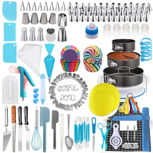 Spritzbeutel-Spitzen-Set – Kuchendekorationsset 458 Stück, Kuchenbackset | Edelstahl-Spitzen, Wiederverwendbar, Blauer Befestigungsring, Blumen-Transfer-Schere, Cake-Pop-Set, Komplette Dekoration Spritzbeutel-Spitzen-Set – Kuchendekorationsset 458 Stück, Kuchenbackset | Edelstahl-Spitzen, Wiederverwendbar, Blauer Befestigungsring, Blumen-Transfer-Schere, Cake-Pop-Set, Komplette Dekoration von Generisch