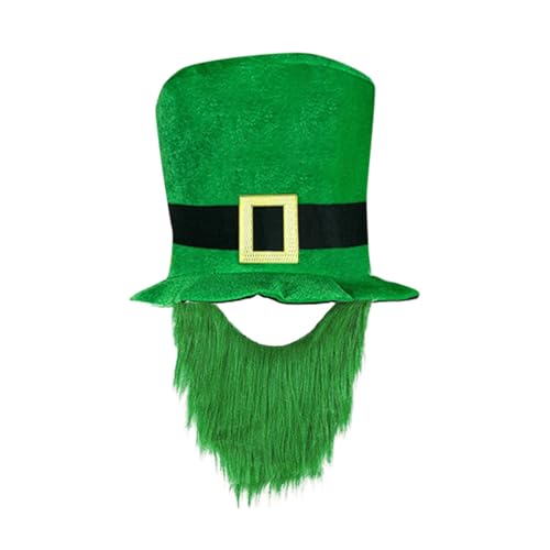 St. Patricks Day Irland-Hut, irischer Barthut, Kobold, Kostüm, irisches Kleeblatt, Gangsterhut, irischer Kobold, Zylinderhut für Erwachsene, grüner Zylinderhut, Party-Kostüm, irisches Festival-Zubehör von Generisch