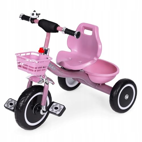Stabiler Dreirad-Kinderfahrspaß mit Eva-Rädern, Antirutschgriffen, Doppelkörben & lustiger Klingel – sicheres Fahrvergnügen für Kleinkinder ab 12 Monaten drinnen & draußen (Rosa) von Generisch