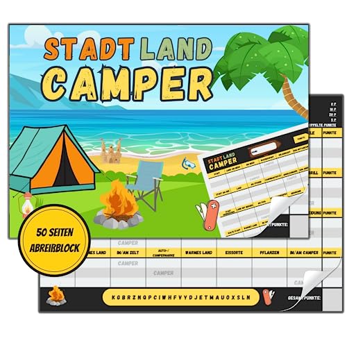 Stadt Land Camper Spiel Geschenk DIN A4 50 Seiten Papier Block von Generisch