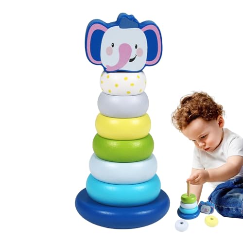 Stapelringe Kinderspielzeug, Stapelringe für Kinder, Regenbogenstapel aus Holz, Kinderblöcke und sensorischer Sortierring Spielzeug Regenbogenturm für Mädchen von Generisch