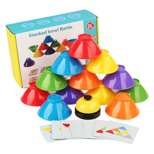 Stapelspielzeug für Kinder, Stapelschüsselspielzeug - Sensorisches Lernspielzeug - Puzzlespiel, 6 Stapelschalen mit Glocke, 25 Karten, Stapelspielzeug, Regenbogen-Stapelspiel für Mädchen und Stapelspielzeug für Kinder, Stapelschüsselspielzeug - Sensorisches Lernspielzeug - Puzzlespiel, 6 Stapelschalen mit Glocke, 25 Karten, Stapelspielzeug, Regenbogen-Stapelspiel für Mädchen und von Generisch
