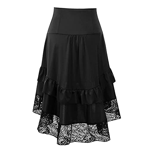 Steampunk Damen Gothic Rock Kleidung Goth Skirt Piraten Mittelalter ÜBergrößEn Spitze TüLlrock Halloween Vampir KostüM Spitzenrock Vokuhila High Waist A Linie Festival Rock FüR Party Karneval KostüM Steampunk Damen Gothic Rock Kleidung Goth Skirt Piraten Mittelalter ÜBergrößEn Spitze TüLlrock Halloween Vampir KostüM Spitzenrock Vokuhila High Waist A Linie Festival Rock FüR Party Karneval KostüM von Generisch