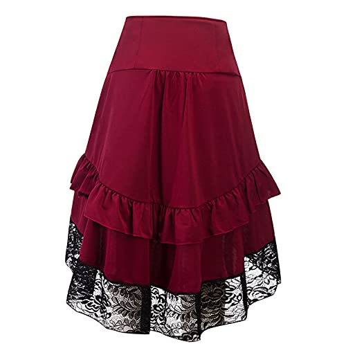 Steampunk Damen Gothic Rock Kleidung Goth Skirt Piraten Mittelalter ÜBergrößEn Spitze TüLlrock Halloween Vampir KostüM Spitzenrock Vokuhila High Waist A Linie Festival Rock FüR Party Karneval KostüM Steampunk Damen Gothic Rock Kleidung Goth Skirt Piraten Mittelalter ÜBergrößEn Spitze TüLlrock Halloween Vampir KostüM Spitzenrock Vokuhila High Waist A Linie Festival Rock FüR Party Karneval KostüM von Generisch