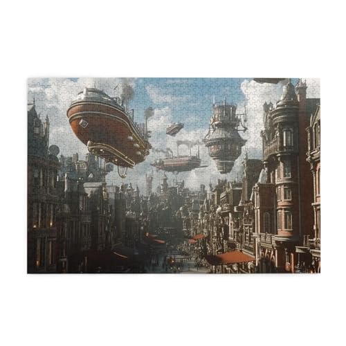 Steampunk Fantasy Ship 1000 Teile Puzzle für Erwachsene Holzpuzzles für Erwachsene Geschenke Wohnkultur von Generisch