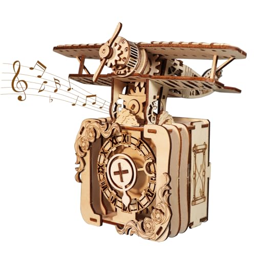 Steampunk Flugzeug 3D Holzpuzzle Erwachsene Spieluhr Handgefertigter Aufzieh-Modellbausatz Vintage Deko Bastelset für Erwachsene Steampunk Flugzeug 3D Holzpuzzle Erwachsene Spieluhr Handgefertigter Aufzieh-Modellbausatz Vintage Deko Bastelset für Erwachsene von Generisch